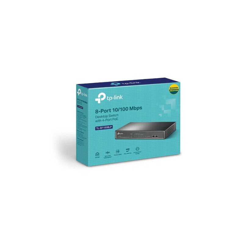 TP-Link TL-SF1008LP 8-Port 10/100Mbps Desktop Switch with 4-Port PoE, Up To 41W For all PoE Ports