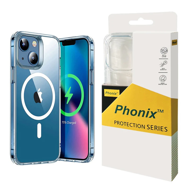 Phonix Apple iPhone 14 Pro Clear Rock Hard Case with MagSafe - Ultra-thin, Lightweight, Non-slip, Shockproof, Crystal Clear, 10 
