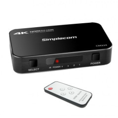 Simplecom CM324 4 Port 4K HDMI 2.0 Switch with IR Remote