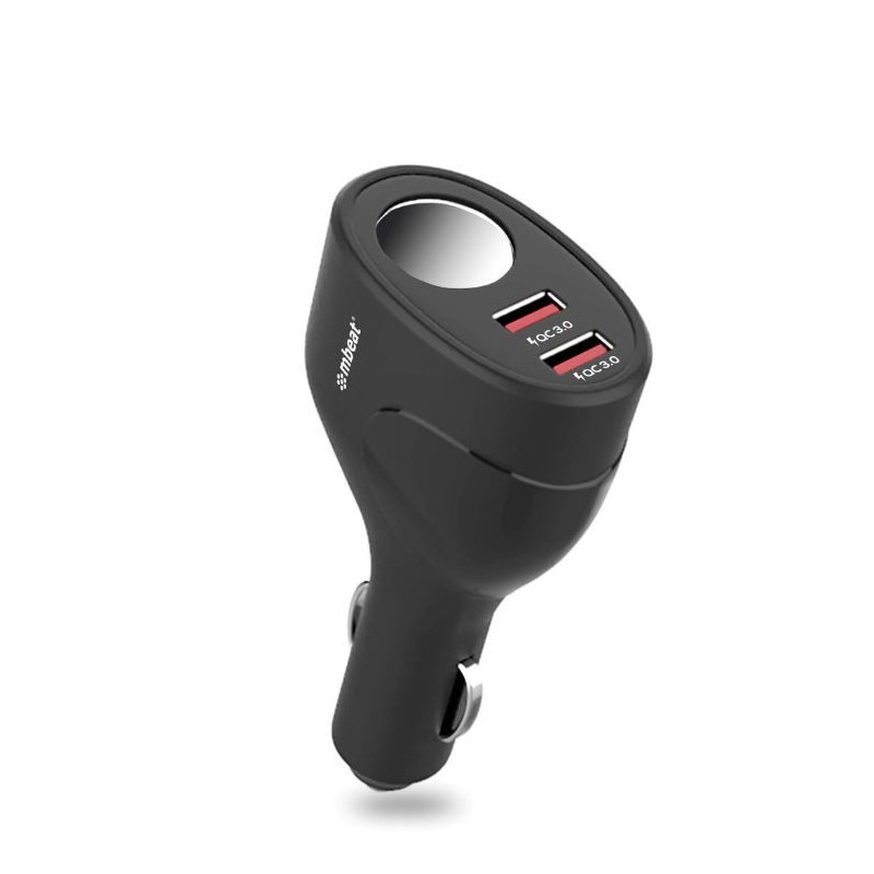 mbeatÂ®  Gorilla Power Dual Port QC3.0 Car Charger and Cigarette Lighter Extender features built-in over heat Package Weight: 70