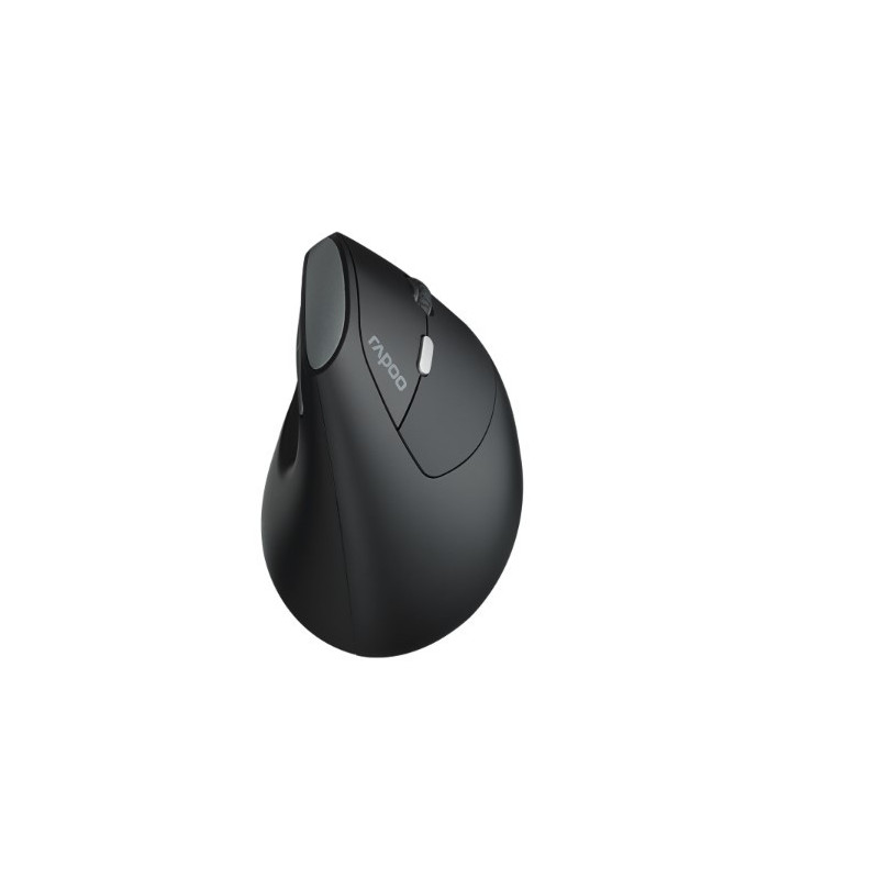 RAPOO EV250 Ergonomic Vertical Wireless Mouse 6 Buttons 800/1200/1600 DPI Optical Silent Click Mice - Black (Renamed from MV20)