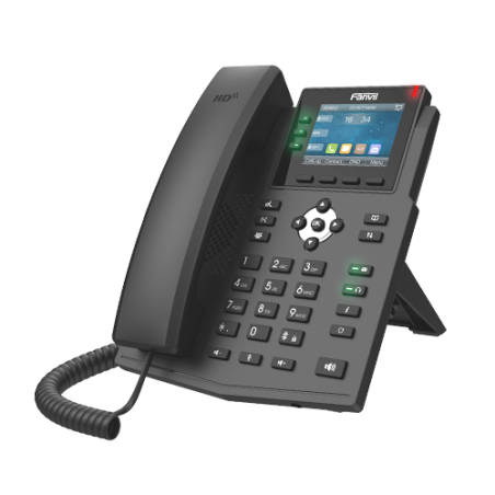 Fanvil X3U Pro Enterprise IP Phone - 2.8' Colour Screen, 3 Lines, No DSS Buttons, Dual Gigabit NIC, HD Audio Quality, 6 SIP Line