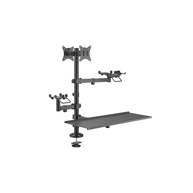 Brateck POS Mounting Solution For Dual Screens (with keyboard tray), Fit Screen Size:17'-32'm, Weight Capacity (per screen): 9kg