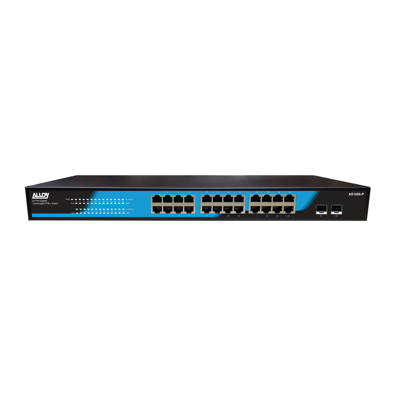 Alloy AS1026-P  24 Port Unmanaged Gigabit 802.3at PoE Switch + 2x 1000Mb SFP Ports, 250 Watts