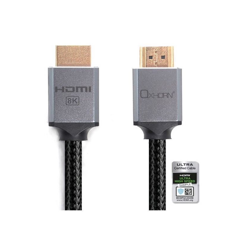 Oxhorn HDMI2.1a 8K@60Hz 3D Ultra Certified Ethernet Aluminum Header Cable 3m Male to Male