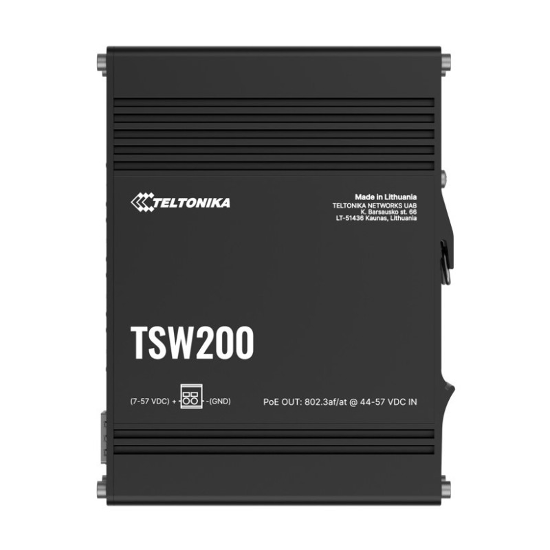Teltonika TSW200 Industrial PoE+ Ethernet Switch, 2x SFP Ports, 8x PoE+ Ports with speeds up to 1000 Mbps, Power Up to 240 W, PS