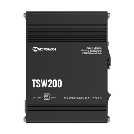 Teltonika TSW200 Industrial PoE+ Ethernet Switch, 2x SFP Ports, 8x PoE+ Ports with speeds up to 1000 Mbps, Power Up to 240 W, PS