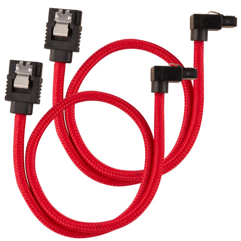 Corsair Premium Sleeved SATA 6Gbps 60cm 90Â° Connector Cable â Red