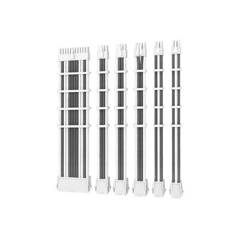 (LSAntec CIP4 Cable Kit White Grey - 6 Pack, 24ATX, 4+4 EPS, 16AWG Thicker, High Performance 300mm long Length. Premium Sleeved 