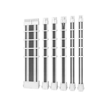 (LSAntec CIP4 Cable Kit White Grey - 6 Pack, 24ATX, 4+4 EPS, 16AWG Thicker, High Performance 300mm long Length. Premium Sleeved 