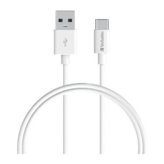Verbatim Charge & Sync USB-C Cable 1 Meter - White USB C to USB A. Durable Design. Fast Charge  QC 2.0 and 3.0.
