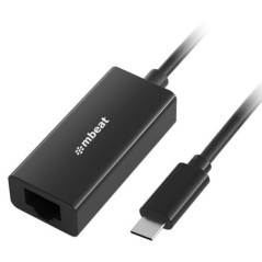 mbeatÂ®  USB-C Gigabit Ethernet Adapter - Black Fast and secure RJ45, up to 1000Mbps speed. Plug-and-play Compact and lightweigh