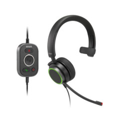 SNOM A330M Over-Ear USB-A Mono Headset, Passive Noise Cancellation, Black, USB/RJ9/3.5 Jack Cable with Call Control, Soft PU Lea