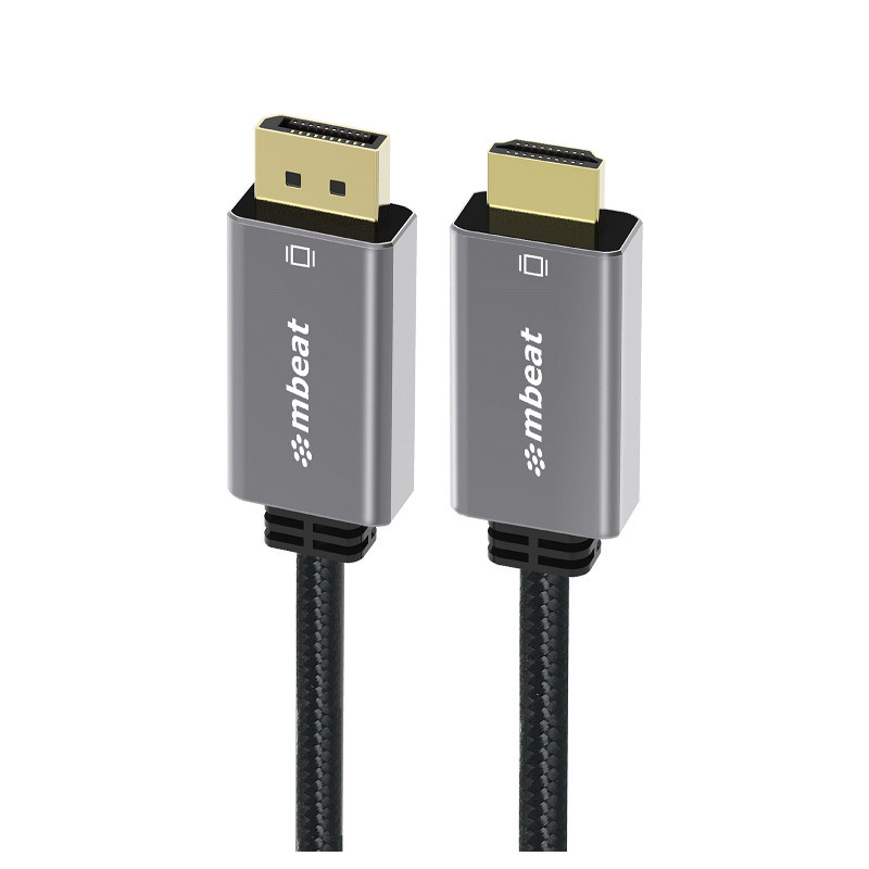 mbeatÂ® Tough Link 1.8m 4K/60Hz Display Port to HDMI Cable -  Connects DisplayPort to HDMI 4K@60Hz (3840Ã2160), Gold Plated, Al