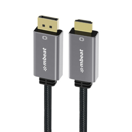 mbeatÂ® Tough Link 1.8m 4K/60Hz Display Port to HDMI Cable -  Connects DisplayPort to HDMI 4K@60Hz (3840Ã2160), Gold Plated, Al
