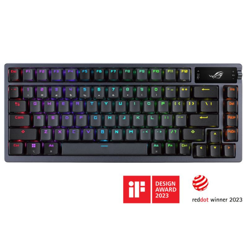 ASUS ROG AZOTH/NXSW/US/PBT (Snow Switch) Gaming Keyboard, OLED Display, NX Snow Switch, 75 Keys, Tri-mode Connection, Quiet