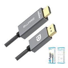 8ware 2m DisplayPort DP to HDMI 1.4v Male to Male Adapter Converter Cable Retail Pack 1080P Nylon Braide for Video Card PC Noteb