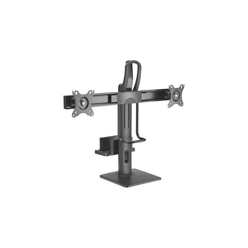 Brateck Dual Screens Vertical Lift Monitor Stand With Thin Client CPU Mount  Fit Most 17'-27' Monitor Up to 6kg per screen VESA 