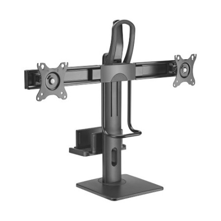 Brateck Dual Screens Vertical Lift Monitor Stand With Thin Client CPU Mount  Fit Most 17'-27' Monitor Up to 6kg per screen VESA 