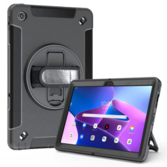 USP Rugged Lenovo Tab M10 Plus (10.6') (3rd Gen) Case + Screen Protector Black - Built-in-Kickstand, Adjustable Hand Strap, Drop