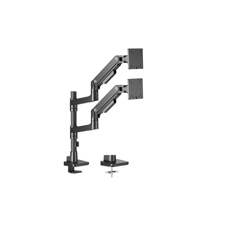 Brateck LDT81-C024P-B NOTEWORTHY POLE-MOUNTED HEAVY-DUTY GAS SPRING DUAL MONITOR ARM Fit Most 17'-49' Monitor Fine Texture Black