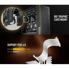 Antec Adjustable Vertical Bracket with 200mm High Performance PCI-E Riser Cable. New 2024. White Universal Case support(LS)