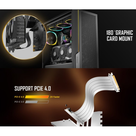 Antec Adjustable Vertical Bracket with 200mm High Performance PCI-E Riser Cable. New 2024. White Universal Case support(LS)