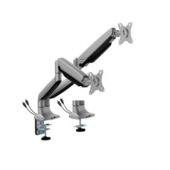 BrateckLDT82-C024UCE DUAL SCREEN HEAVY-DUTY MECHANICAL SPRING MONITOR ARM WITH USB PORTS For most 17'~35' Monitors, Matte Silver