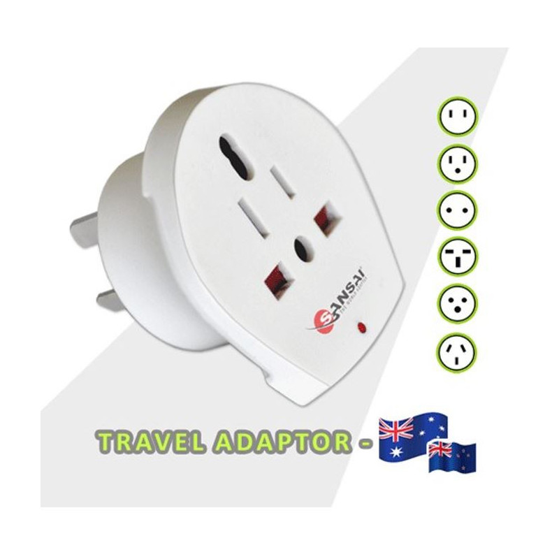 Sansai Travel Adaptor STV-018 for 240V equipment from Britain USA Europe Japan China Singapore Korea & Italy to use in Australia