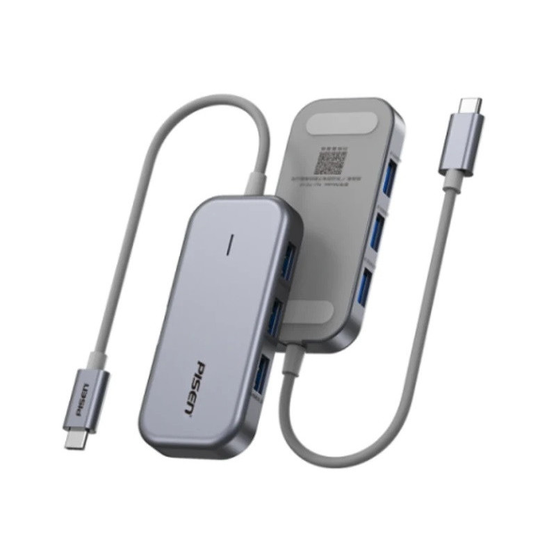 Pisen 11-in-1 Multi-Port USB-C Multiport Hub Adapter Docking Station 4xUSB-A(3.0 &2.0) 1xUSB-C 100W PD 1x4K HDMI 1xRJ-45 1xSD 1x