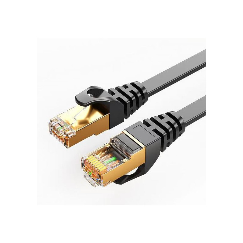 8Ware CAT7 Cable 0.5m (50cm) - Black Color RJ45 Ethernet Network LAN UTP Patch Cord Snagless Flat cable