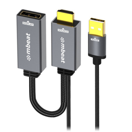 mbeatÂ® Tough Link HDMI to DisplayPort Adapter with USB Power  Seamless Signal Transfer  Plug-and-Play Convenience Cable Length: