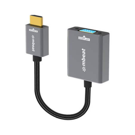 mbeatÂ® Tough Link HDMI to VGA Adapter  HDMI Support Version: 2.1  Cable Length: 15cm  Up to 1080p@60Hz (1920Ã1080).Package Wei