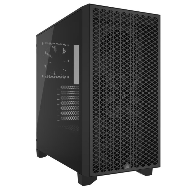 Corsair 3000D AIRFLOW Mid-Tower PC Case - Black, ATX, 360mm GPU, 170mm CPU cooler, 220mm PSU, 360mm rad, 2x SP120, 2x USB-C 3.2 