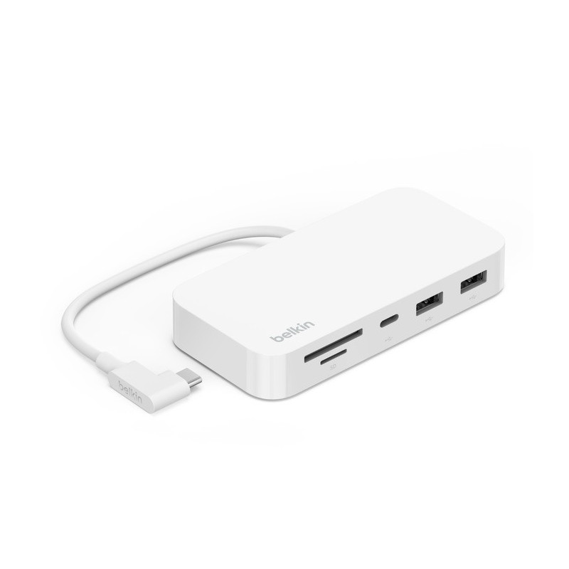 Belkin Connect USB-C 6-in-1 Multiport Hub with Mount - White (INC011btWH), 10Gbps, 2x USB-A, USB-C, SD 3.0 & MicroSD Card Reader