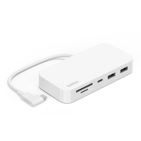 Belkin Connect USB-C 6-in-1 Multiport Hub with Mount - White (INC011btWH), 10Gbps, 2x USB-A, USB-C, SD 3.0 & MicroSD Card Reader