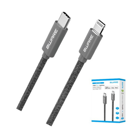 8ware 1.5m Super Ultra USB-C to Lightning Cable Super Fast charging Strength Aluminium flexible nylon Apple iPone iPad iPod Mac 