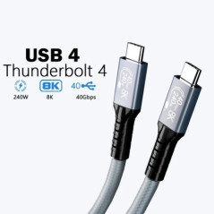 USP BoostUp Thunderbolt 4 USB-C to USB-C Cable (1M) Black - USB4 - 40Gbps,240W, 8K (60Hz)/4K (144Hz), Fast Charge, Best for Lapt