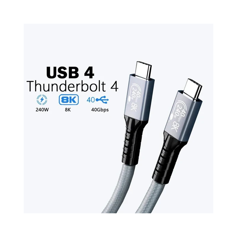 USP BoostUp Thunderbolt 4 USB-C to USB-C Cable (1M) Black - USB4 - 40Gbps,240W, 8K (60Hz)/4K (144Hz), Fast Charge, Best for Lapt