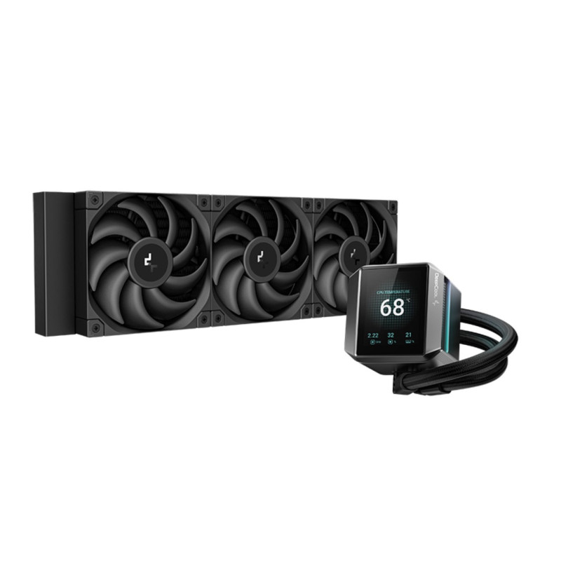 DeepCool MYSTIQUE 360 LCD Liquid Cooler 360mm 5th Gen Pump 3400RPM AIO 2.8' 640x480 TFT LCD Screen Anti-Leak Tech FT12 SE PWM Fa