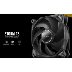 Antec Storm 140mm T3 PWM FDB 3 pack, High Airflow 112 CFM, Air Pressure 2.7, Noise Level 33.69 Woven Cable, PMW Daisy Chain desi