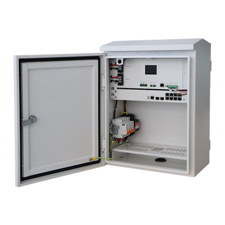 LDR Outdoor Smart Solar Box, IP55,*2.4 inch Screen*,Waterproof,Solar Power Input( <100VD),2 PoE Port Up to 90W, 6 PoE Port Up to