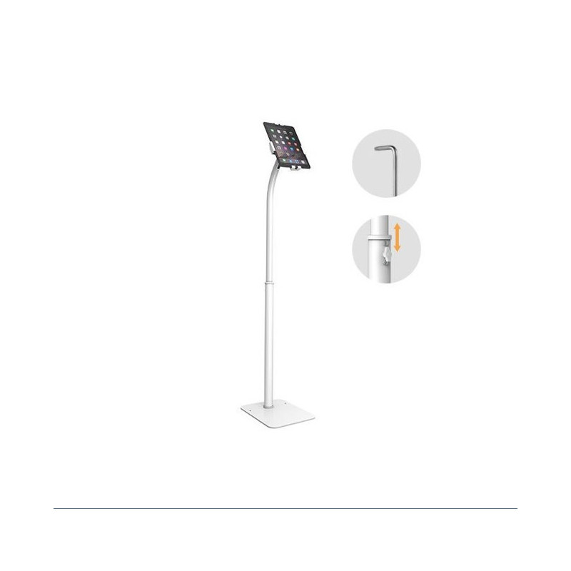 Bratech Height Adjustable Universal Anti-TheftTable Floor Stand compatible with7.9'-11' Tablets-White 220x300x1325mm Anti-Theft 