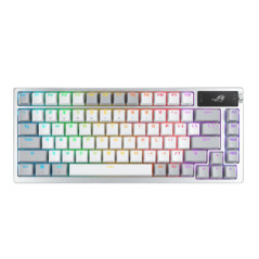 ASUS ROG AZOTH/NXSM/PBT/WHT Gaming Keyboard, OLED Display, NX Storm Switch, 75 Keys, Tri-mode Connection, White, Tactile Bump/Cl