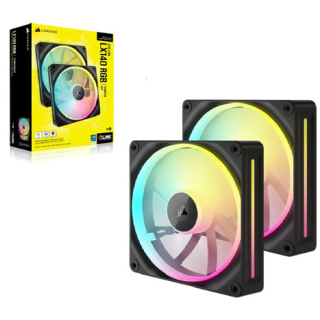 Corsair iCUE LINK LX140 RGB 140mm PWM Fans Starter Kit, LX Series, STATIC PRESSURE Flow Type, 2000 RPM, 84.7 CFM, 36 dBA, 5 Year