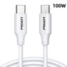 Pisen USB-C to USB-C 100W PD Cable (1M) White - Premium Quality, Fast Charge, 480Mbps, Durable,Samsung Galaxy,Apple iPhone,iPad,