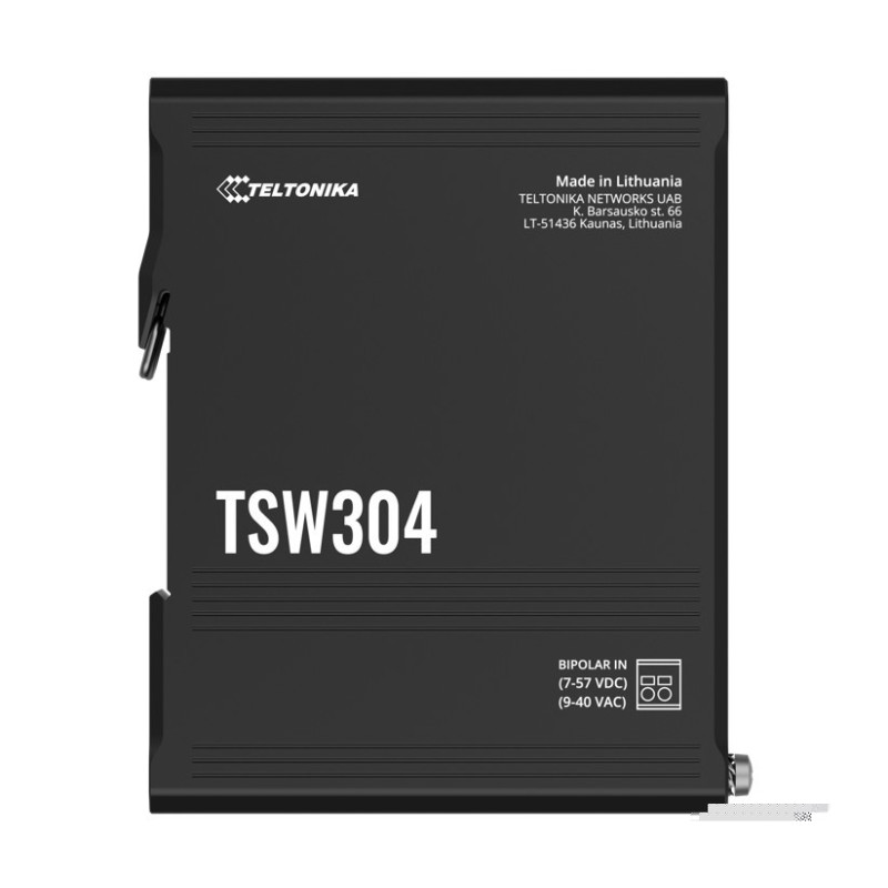Teltonika TSW304 DIN Rail Ethernet Switch, 4x Gigabit Ethernet with speeds of up to 1000 Mbpsl, Wide Range of Voltages, PSU excl