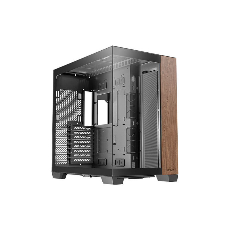 Antec C8 Wood ATX, E-ATX, Seamless Edge View Front and Side, USB-C, 4mm Tempered Glass, 360mm liquid cooler top, bottom, side. 2
