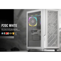 Antec P20C White, ATX, E-ATX, ATX, USB-C, Cable management , 4x HDD or SSD , 375mm GPU, 170mm CPU  3x PWM white 12 CM Fan, Tempe