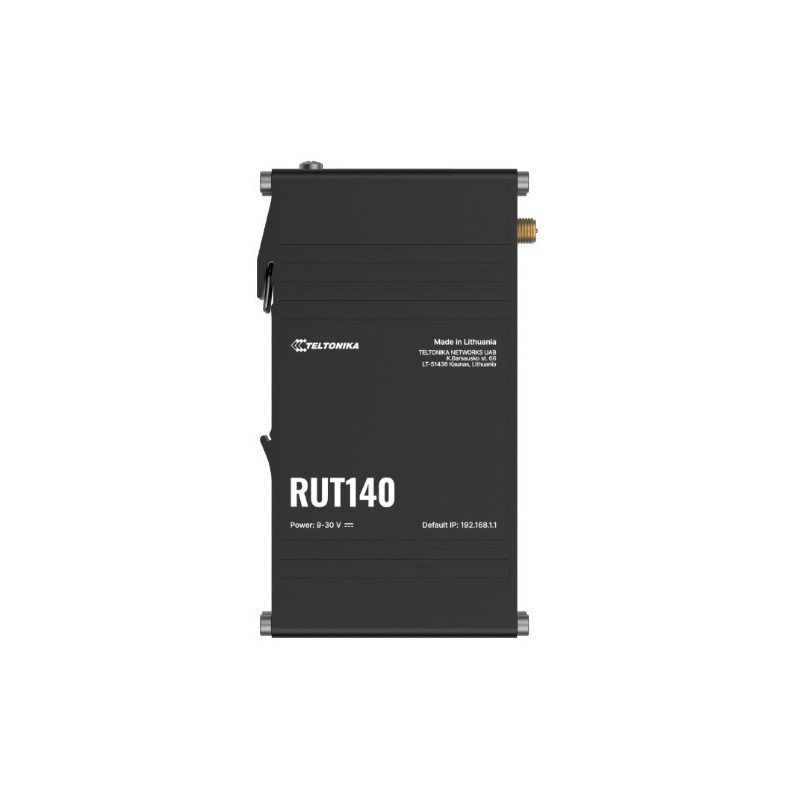 Teltonika RUT140 Industrial Ethernet Router, Wi-Fi 4, 1x3-Pin Power Connector, Integrated DIN rail bracket, Remote Management, P